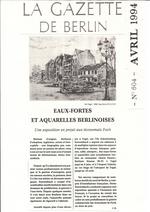 La Gazette de Berlin, "Eaux-Fortes et Aquarelles Berlinoises", une exposition en projet aux conomats Foch