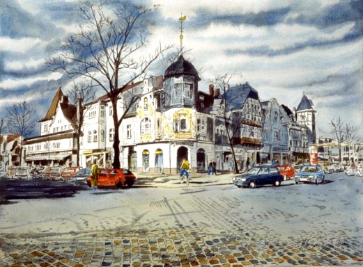 Curtiusstr. /Baseler Str. Das "Paul-Emisch-Haus", 1894 fertiggestellt, ein Bau, der Raenaissance-Motive als auch Stilelemente seiner Entstehungszeit zeigt