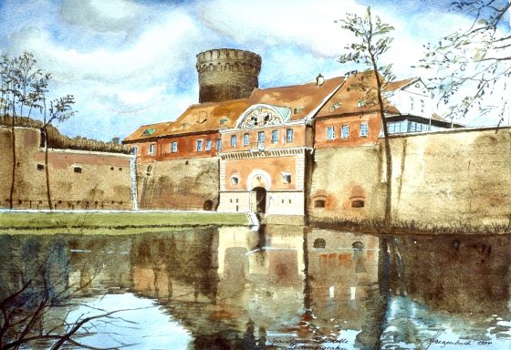 Spandauer Zitadelle mit Festungsgraben Juliusturm: um 1200. 1838 Zinnenkranz erneuert von Karl Friedrich Schinkel. Palas: 1521-23. Zitadelle: 1557-94 begonnen von Christoph Römer,