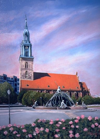 Marienkirche und Neptunbrunnen Dieses in märkischer Backsteingotik errichtete Gotteshaus ist die zweitälteste Pfarrkirche Berlins. Sie entstand Ende des 13. Jahrhunderts